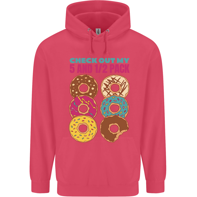 Funny Donut Check Out My 5 1/2 Pack Food Gym Childrens Kids Hoodie Heliconia