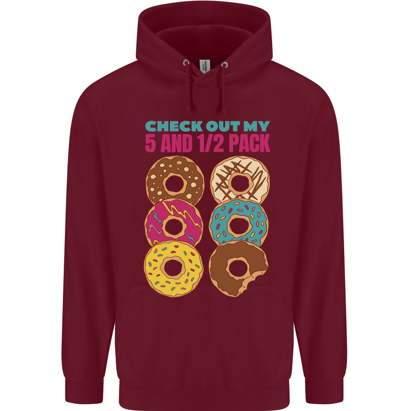 Funny Donut Check Out My 5 1/2 Pack Food Gym Childrens Kids Hoodie Maroon