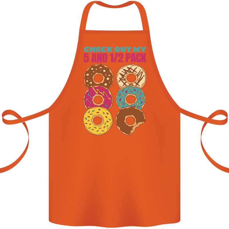 Funny Donut Check Out My 5 1/2 Pack Food Gym Cotton Apron 100% Organic Orange