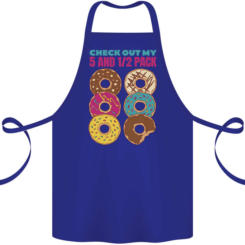 Funny Donut Check Out My 5 1/2 Pack Food Gym Cotton Apron 100% Organic Royal Blue