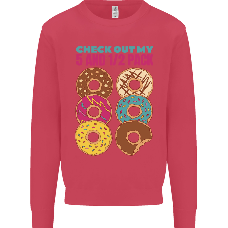 Funny Donut Check Out My 5 1/2 Pack Food Gym Kids Sweatshirt Jumper Heliconia