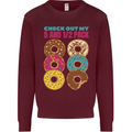 Funny Donut Check Out My 5 1/2 Pack Food Gym Kids Sweatshirt Jumper Maroon