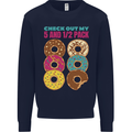 Funny Donut Check Out My 5 1/2 Pack Food Gym Kids Sweatshirt Jumper Navy Blue