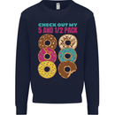 Funny Donut Check Out My 5 1/2 Pack Food Gym Kids Sweatshirt Jumper Navy Blue