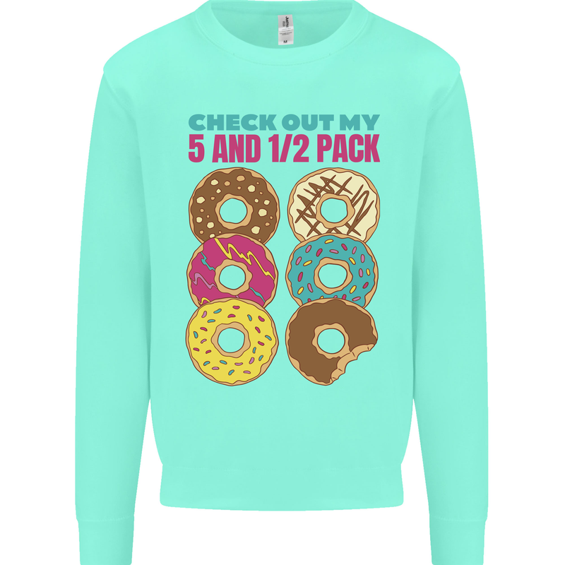 Funny Donut Check Out My 5 1/2 Pack Food Gym Kids Sweatshirt Jumper Peppermint