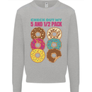 Funny Donut Check Out My 5 1/2 Pack Food Gym Kids Sweatshirt Jumper Sports Grey