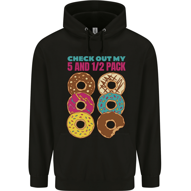 Funny Donut Check Out My 5 1/2 Pack Food Gym Mens 80% Cotton Hoodie Black