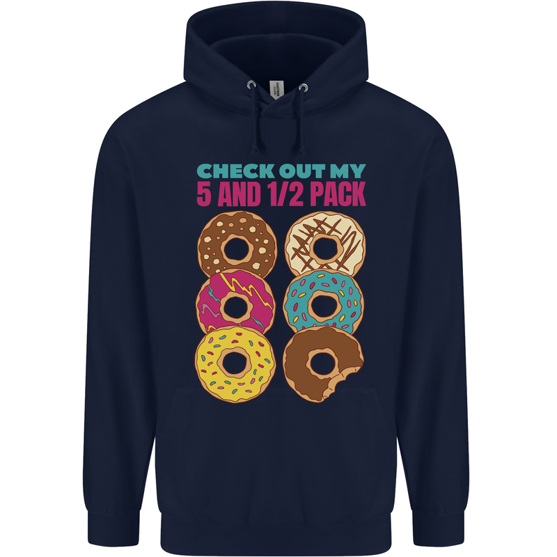Funny Donut Check Out My 5 1/2 Pack Food Gym Mens 80% Cotton Hoodie Navy Blue