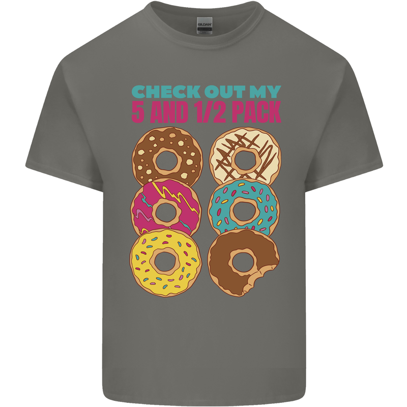 Funny Donut Check Out My 5 1/2 Pack Food Gym Mens Cotton T-Shirt Tee Top Charcoal