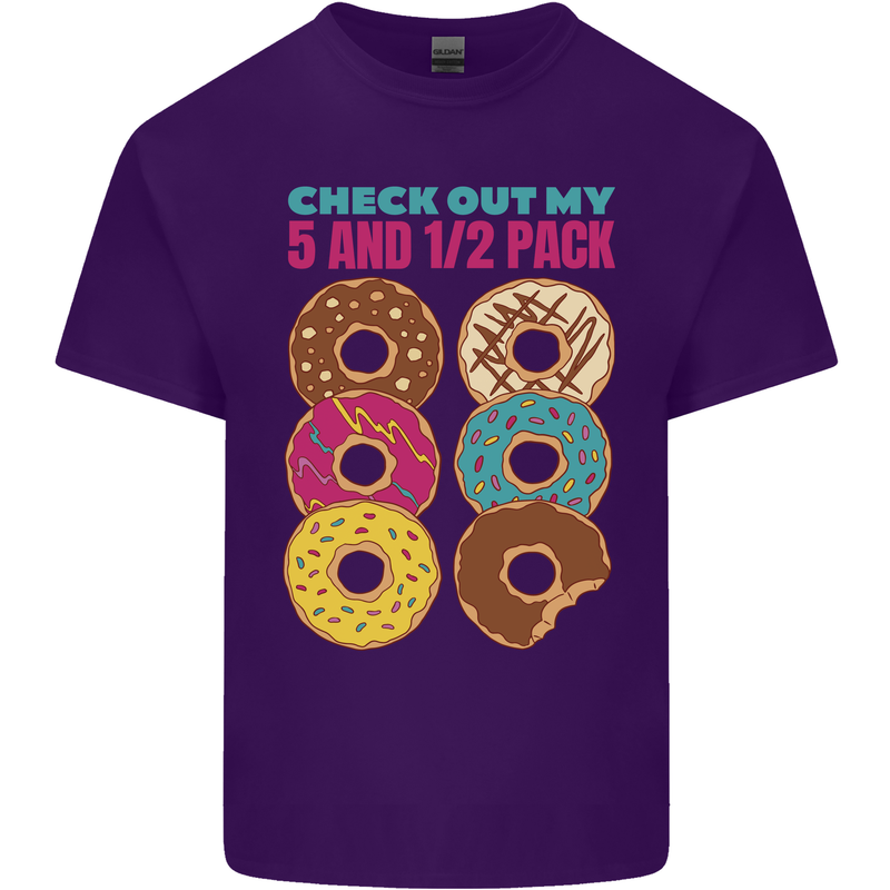 Funny Donut Check Out My 5 1/2 Pack Food Gym Mens Cotton T-Shirt Tee Top Purple