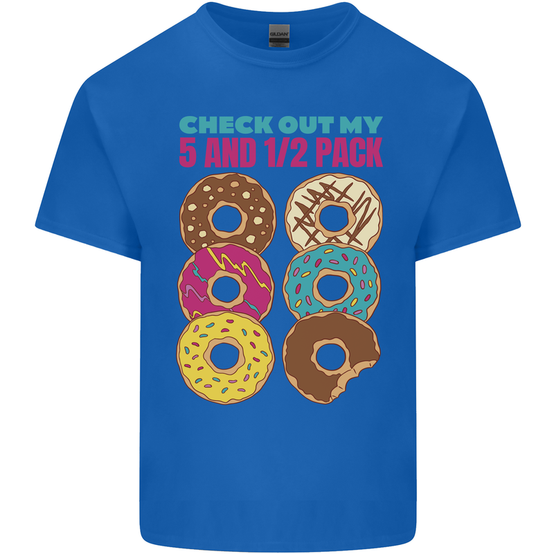Funny Donut Check Out My 5 1/2 Pack Food Gym Mens Cotton T-Shirt Tee Top Royal Blue