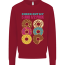 Funny Donut Check Out My 5 1/2 Pack Food Gym Mens Sweatshirt Jumper Red