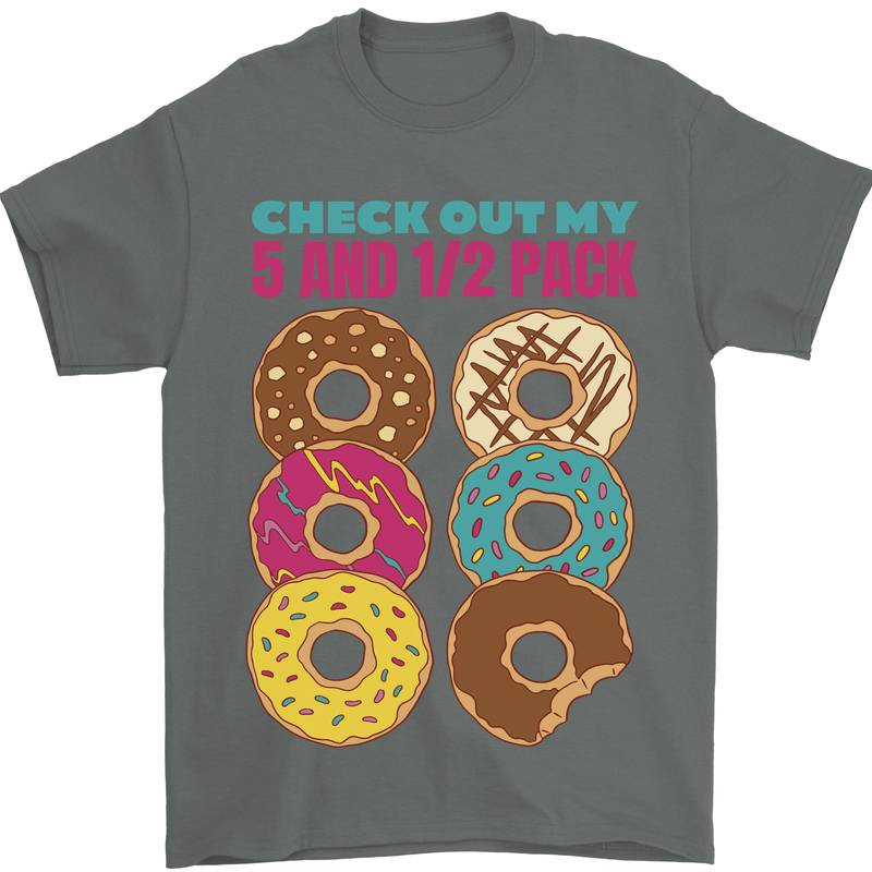Funny Donut Check Out My 5 1/2 Pack Food Gym Mens T-Shirt 100% Cotton Charcoal