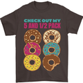 Funny Donut Check Out My 5 1/2 Pack Food Gym Mens T-Shirt 100% Cotton Dark Chocolate