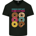Funny Donut Check Out My 5 1/2 Pack Food Gym Mens V-Neck Cotton T-Shirt Black