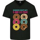 Funny Donut Check Out My 5 1/2 Pack Food Gym Mens V-Neck Cotton T-Shirt Black