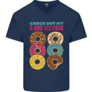 Funny Donut Check Out My 5 1/2 Pack Food Gym Mens V-Neck Cotton T-Shirt Navy Blue
