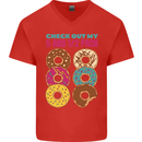 Funny Donut Check Out My 5 1/2 Pack Food Gym Mens V-Neck Cotton T-Shirt Red