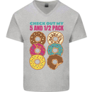 Funny Donut Check Out My 5 1/2 Pack Food Gym Mens V-Neck Cotton T-Shirt Sports Grey