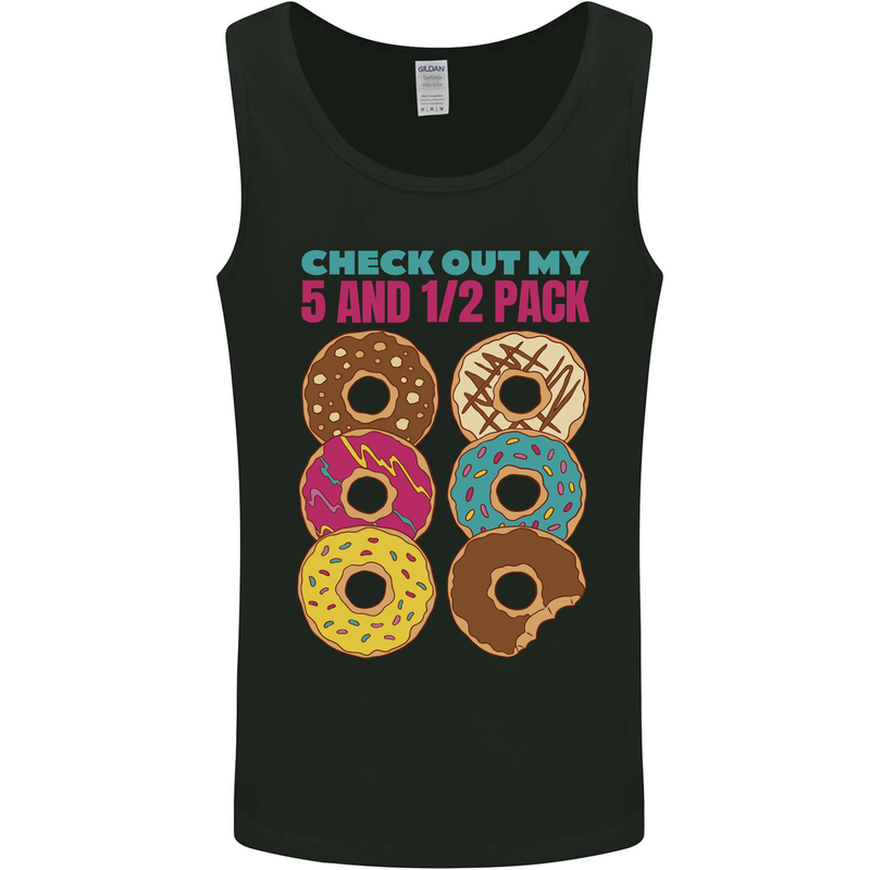 Funny Donut Check Out My 5 1/2 Pack Food Gym Mens Vest Tank Top Black