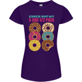 Funny Donut Check Out My 5 1/2 Pack Food Gym Womens Petite Cut T-Shirt Purple