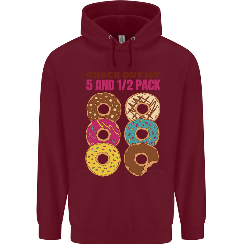 Check Out My 5 1/2 Pack Funny Donut Food Gym Mens 80% Cotton Hoodie Maroon