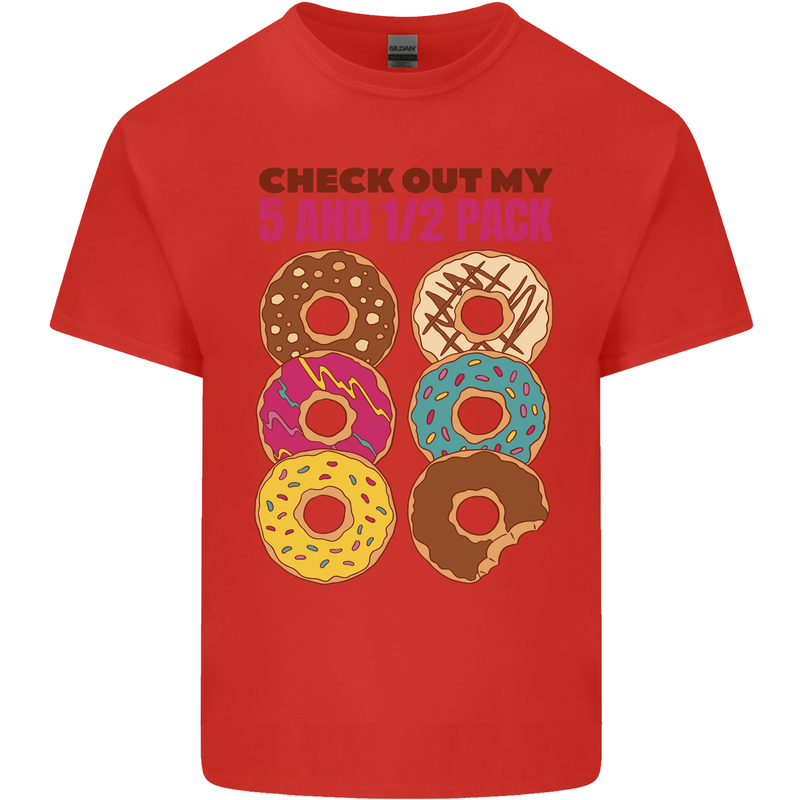 Check Out My 5 1/2 Pack Funny Donut Food Gym Mens Cotton T-Shirt Tee Top Red