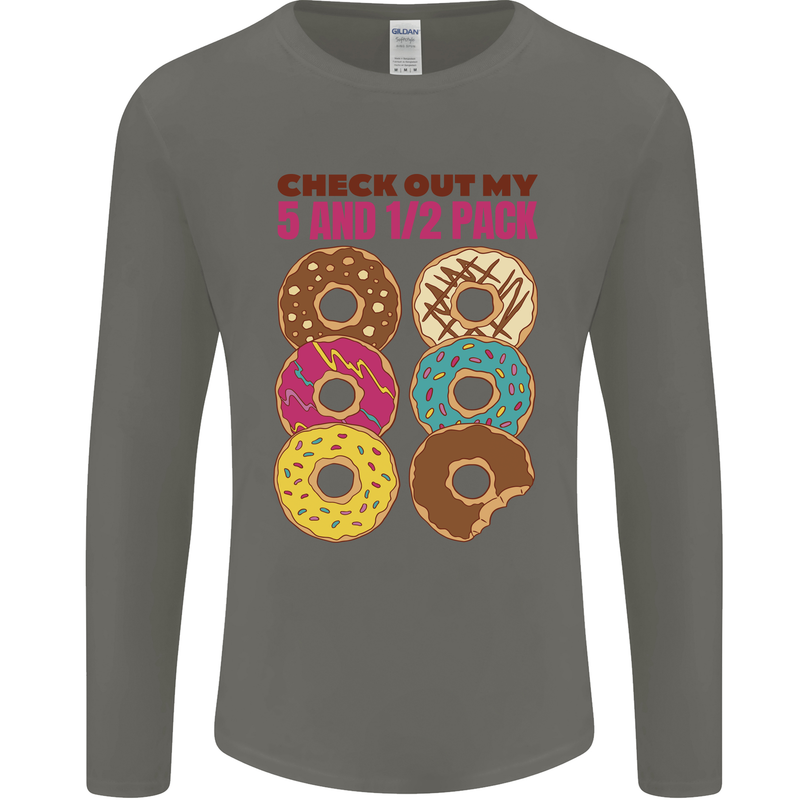 Check Out My 5 1/2 Pack Funny Donut Food Gym Mens Long Sleeve T-Shirt Charcoal