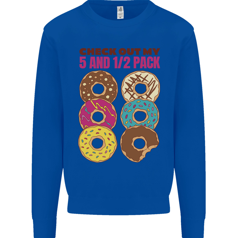 Check Out My 5 1/2 Pack Funny Donut Food Gym Mens Sweatshirt Jumper Royal Blue