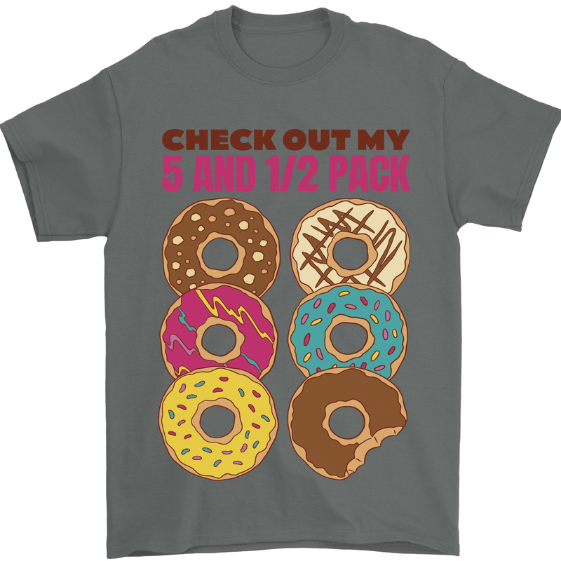 Check Out My 5 1/2 Pack Funny Donut Food Gym Mens T-Shirt 100% Cotton Charcoal