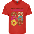 Check Out My 5 1/2 Pack Funny Donut Food Gym Mens V-Neck Cotton T-Shirt Red