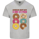 Check Out My 5 1/2 Pack Funny Donut Food Gym Mens V-Neck Cotton T-Shirt Sports Grey