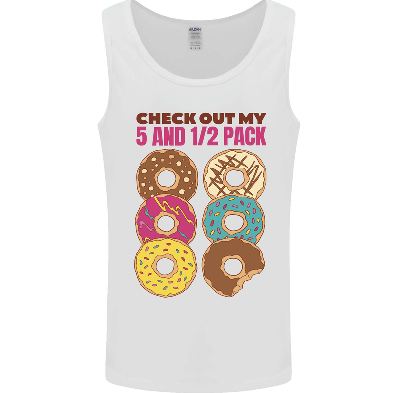 Check Out My 5 1/2 Pack Funny Donut Food Gym Mens Vest Tank Top White