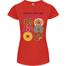 Check Out My 5 1/2 Pack Funny Donut Food Gym Womens Petite Cut T-Shirt Red