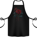 2 Roses Dripping With Blood Gothic Goth Cotton Apron 100% Organic Black