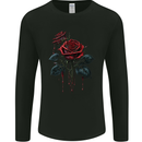 2 Roses Dripping With Blood Gothic Goth Mens Long Sleeve T-Shirt Black