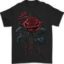 2 Roses Dripping With Blood Gothic Goth Mens T-Shirt 100% Cotton BLACK