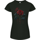 2 Roses Dripping With Blood Gothic Goth Womens Petite Cut T-Shirt Black