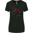 2 Roses Dripping With Blood Gothic Goth Womens Wider Cut T-Shirt Black