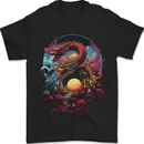 2 Sunset Fantasy Dragons Mens T-Shirt 100% Cotton Black