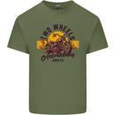 2 Wheels Adventure Biker Motorcycle Chopper Mens Cotton T-Shirt Tee Top Military Green