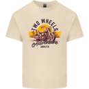 2 Wheels Adventure Biker Motorcycle Chopper Mens Cotton T-Shirt Tee Top Natural