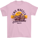 2 Wheels Adventure Biker Motorcycle Chopper Mens T-Shirt 100% Cotton Light Pink