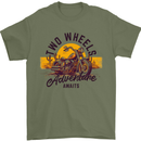 2 Wheels Adventure Biker Motorcycle Chopper Mens T-Shirt 100% Cotton Military Green