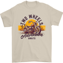 2 Wheels Adventure Biker Motorcycle Chopper Mens T-Shirt 100% Cotton Sand