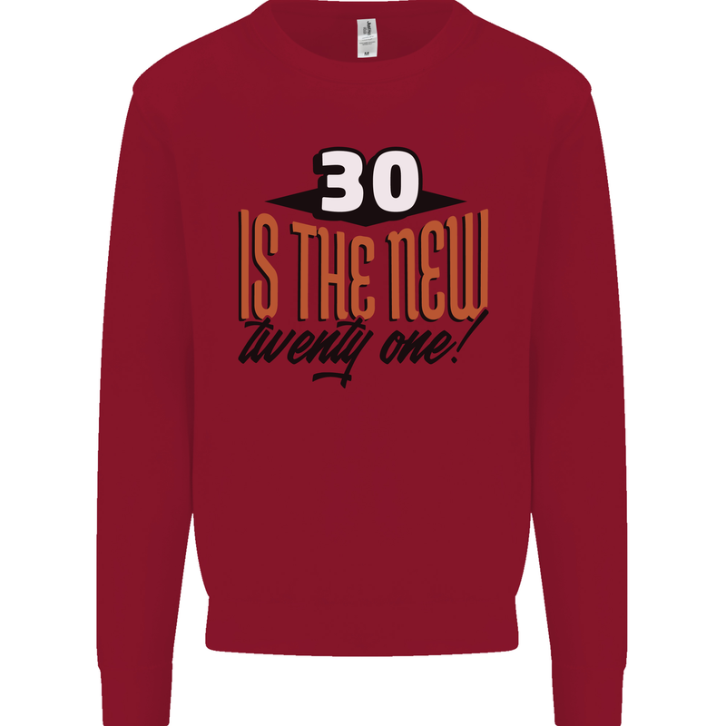 30th Birthday 30 is the New 21 Funny Kids Sweatshirt Jumper Red