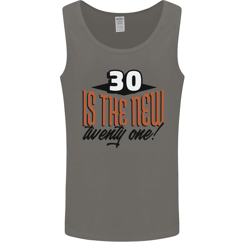 30th Birthday 30 is the New 21 Funny Mens Vest Tank Top Charcoal