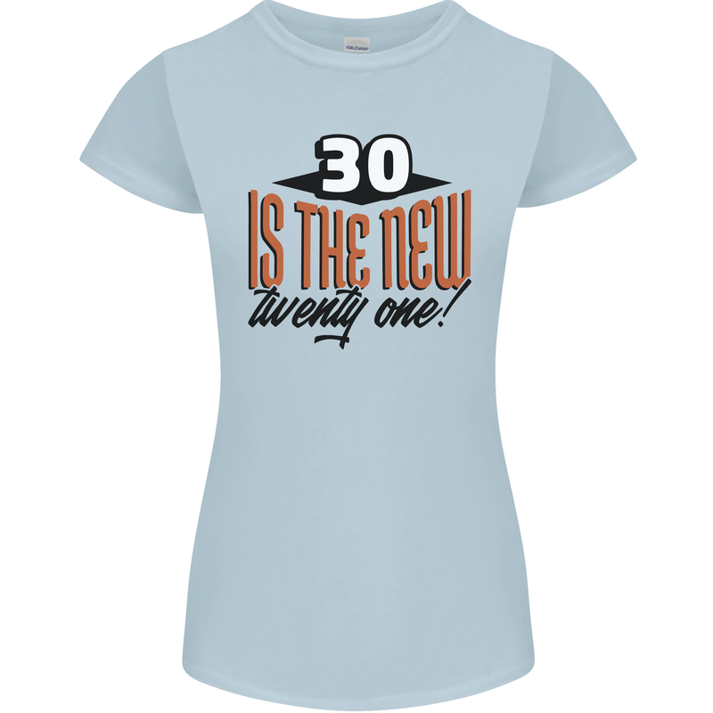 30th Birthday 30 is the New 21 Funny Womens Petite Cut T-Shirt Light Blue