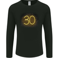 30th Birthday Neon Lights 30 Year Old Mens Long Sleeve T-Shirt Black