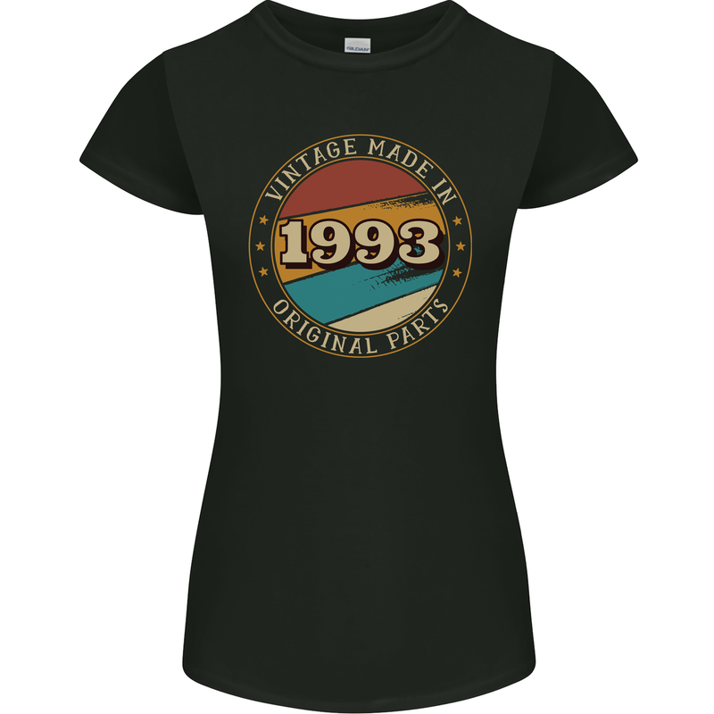 30th Birthday  Vintage Made In 1993 Womens Petite Cut T-Shirt Black